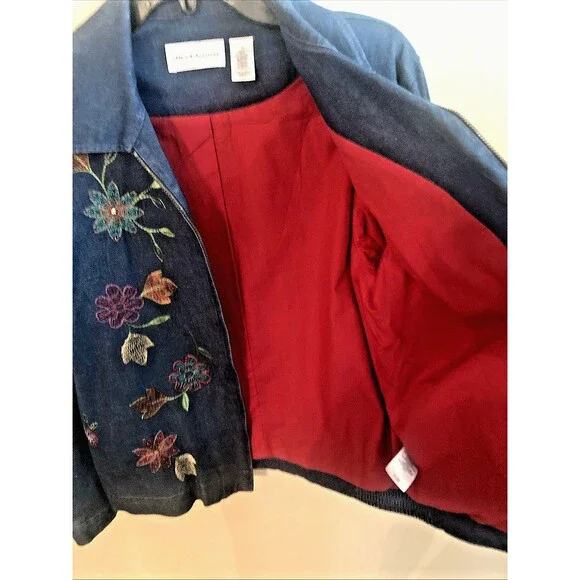 Alfred Dunner Denim Beaded Embroidered  Sz 12 Jacket & Pants Capri Set Outfit - Picture 7 of 13